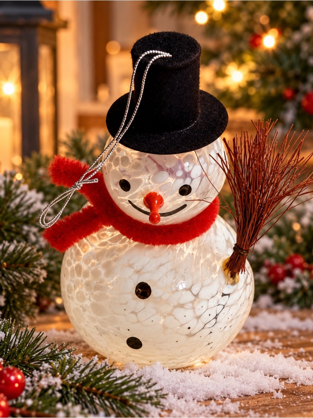 Museum Company Snowman Glass Ornament Germany Handmade Vintage Box 80116600